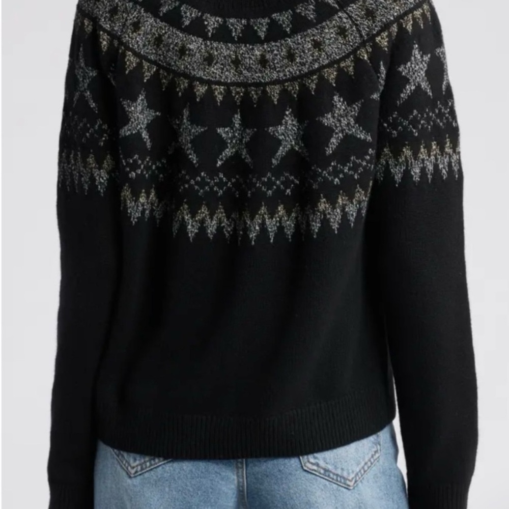 Rails Zoey Fair Isle Metallic Cotton & Wool Blend Sweater - Picture 2 of 7